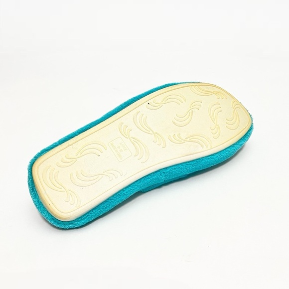 Vintage 1990s deadstock turquoise terrycloth thong style platform slippers - Picture 8 of 8